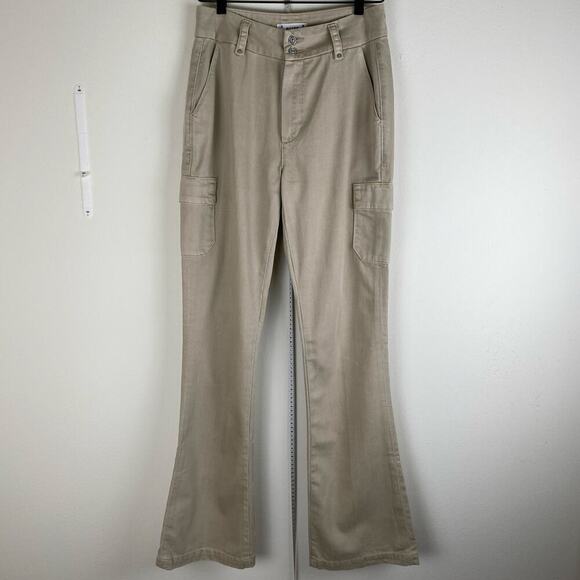 Paige Dion Cargo Pants Size 28 Vintage Sand Full Length Wide Leg Cotton Casual - Picture 9 of 16